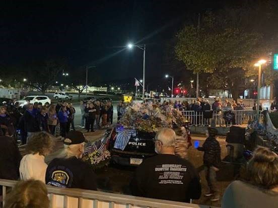Blumenthal attended the Bristol Police Department’s vigil in honor of Officers Dustin DeMonte and Alex Hamzy. 